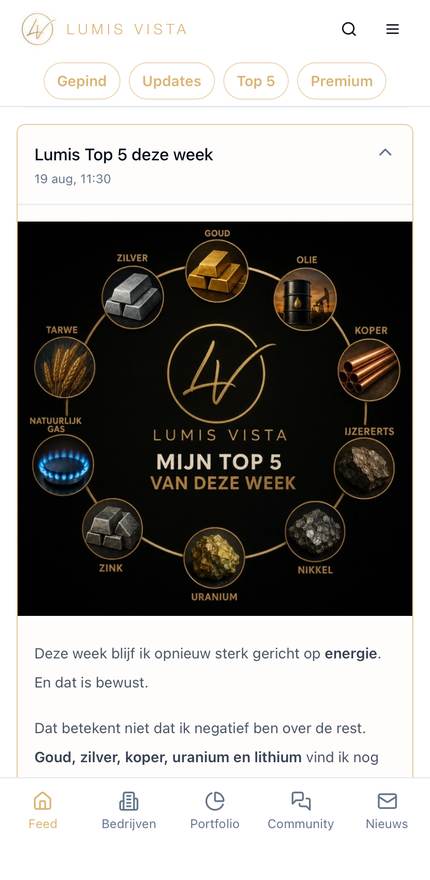 De wekelijkse Lumis Top 5 in de app